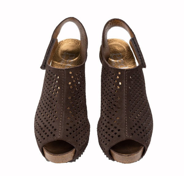 Natasha Brown Peep toe Slingback Heels | Size 8 / 38 EU