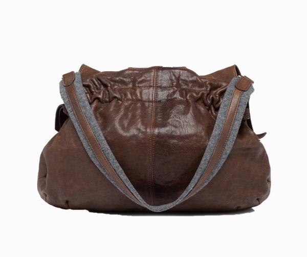 Brown Leather Knot Detail Shoulder Bag