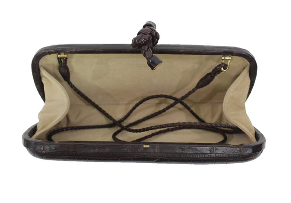 Croc Knot Clutch Brown
