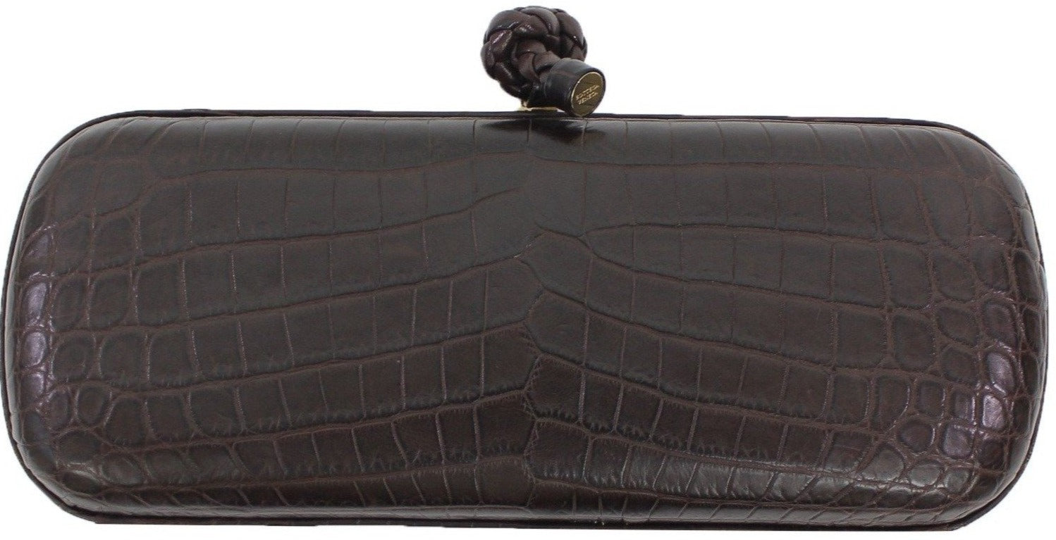 Croc Knot Clutch Brown