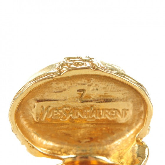 Yves Saint Laurant | Glass Bella Arty Ovale Ring 7 Gold Lapis | Size 7