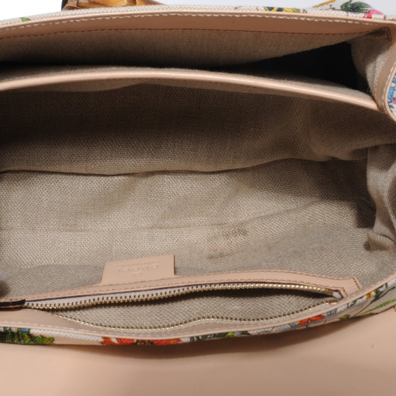 Gucci | Floral Flora Bamboo Satchel Handbag