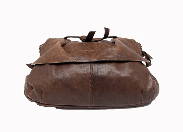 Brown Leather Knot Detail Shoulder Bag