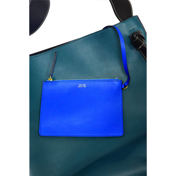 Color Block Leather Twisted Tote