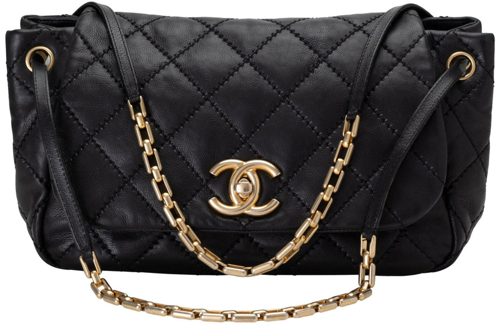 CHANEL Black Classic Ultimate Stitch Retro Chain Flap Bag