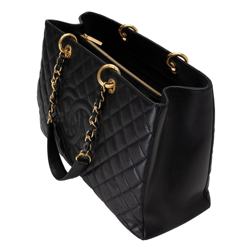 Chanel Black Caviar GST Leather Grand Shopping Tote in Black