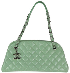 Mint Patent Quilted Mademoiselle Bowling Bag – Baggio Consignment