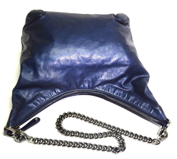 Metallic Calfskin Medium Galaxy Hobo Blue