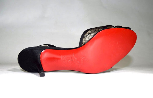 Black Lace Slingback Heel | Size 6 US / 36 EU
