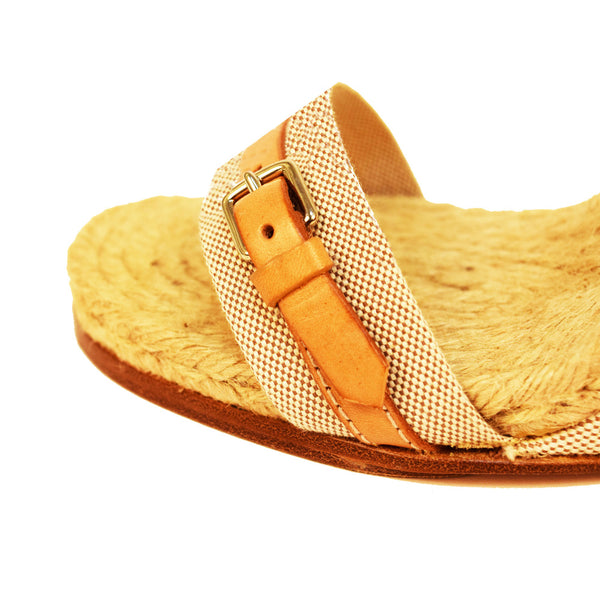 Hermes | Ankle Strap Canvas Wedge | Size 8.5