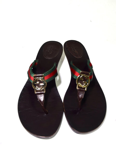Gucci | Classic Web strap thong sandal Sz 8.5