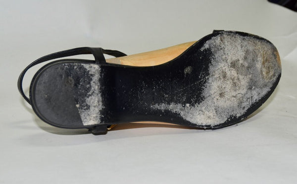 Black Embellished Leather Thong Sandals | Size 9.5 US / 39.5 EU