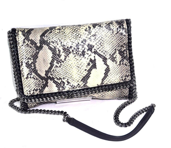 Python Faux Leather Falabella Flap Shoulder Bag