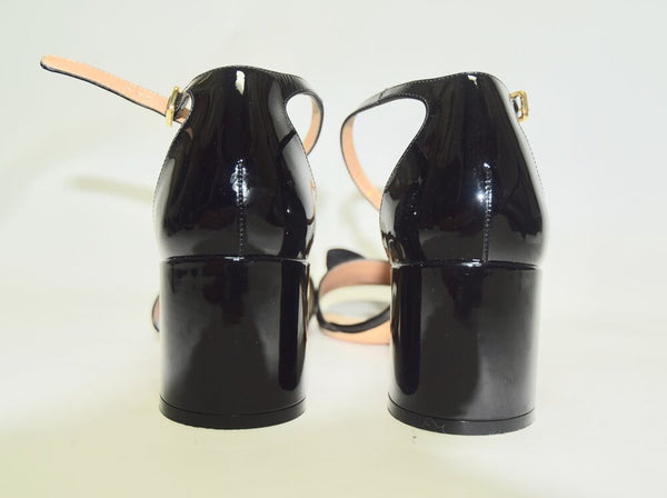 SALVATORE FERRAGAMO | Gavina Bow Patent City Sandal, Nero 9.5/ 39.5
