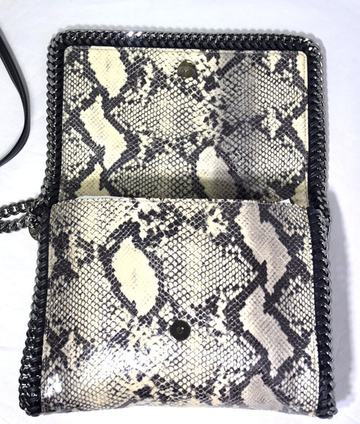 Python Faux Leather Falabella Flap Shoulder Bag