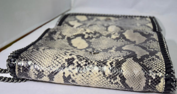Python Faux Leather Falabella Flap Shoulder Bag