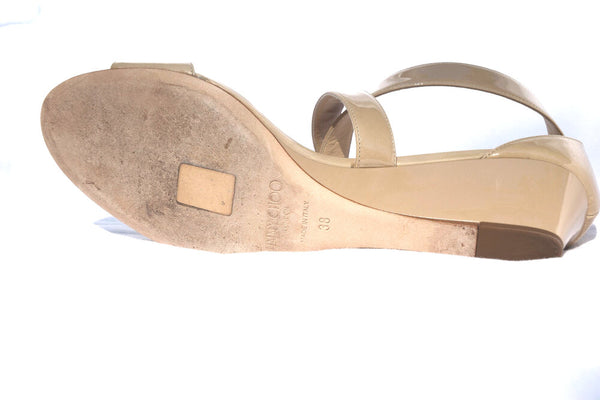 Nude Patent Leather Wrap Wedges | Size 8