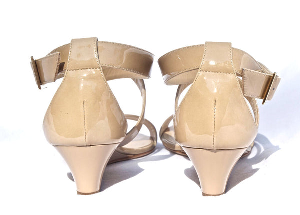Nude Patent Leather Wrap Wedges | Size 8