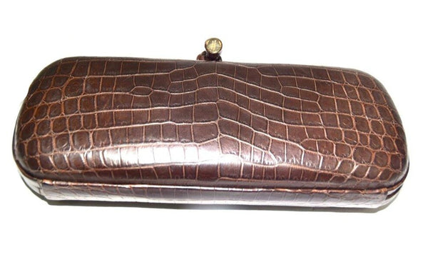 Croc Knot Clutch Brown