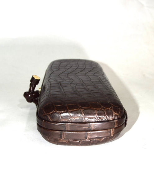 Croc Knot Clutch Brown