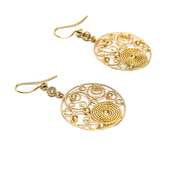 Roberto Coin |  Moresque Yellow Gold Bubble & Diamond Earrings