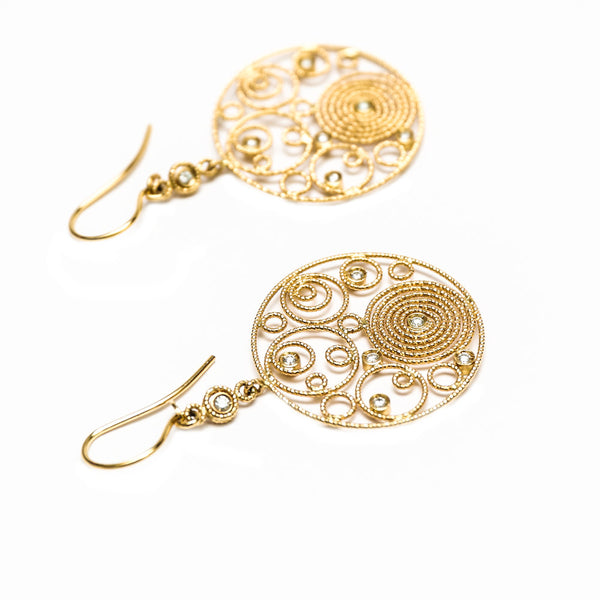 Roberto Coin |  Moresque Yellow Gold Bubble & Diamond Earrings