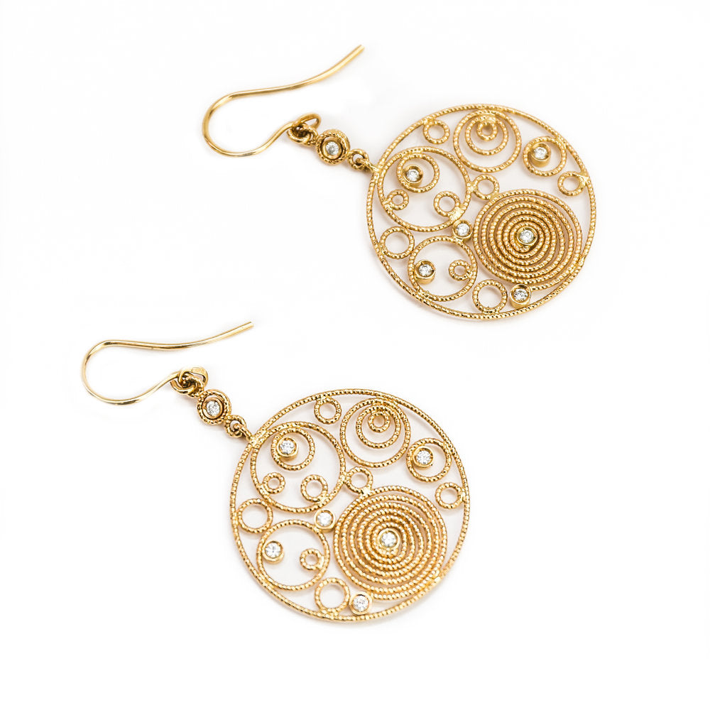 Roberto Coin |  Moresque Yellow Gold Bubble & Diamond Earrings