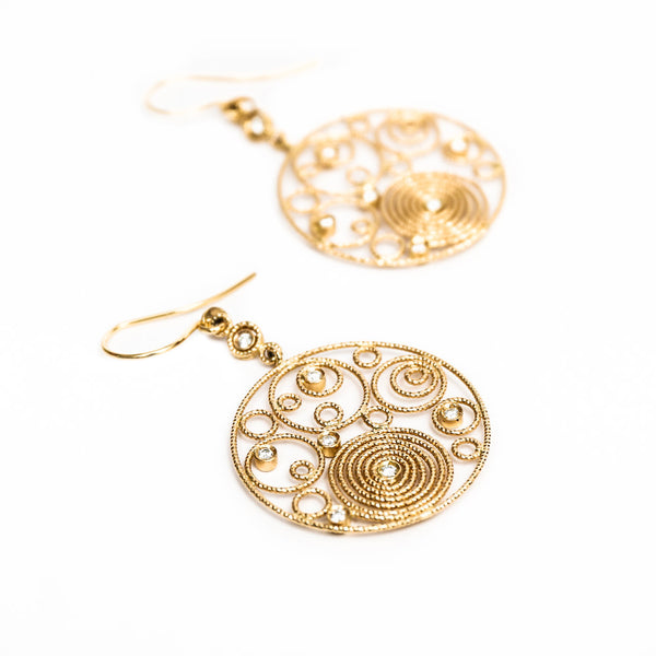 Roberto Coin |  Moresque Yellow Gold Bubble & Diamond Earrings