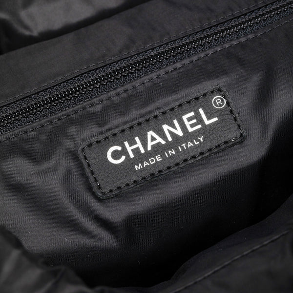 Chanel | Coco Niege Ecru Wool Black Nylon Quilted Backpack