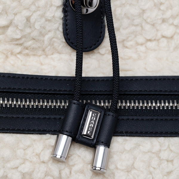 Chanel | Coco Niege Ecru Wool Black Nylon Quilted Backpack