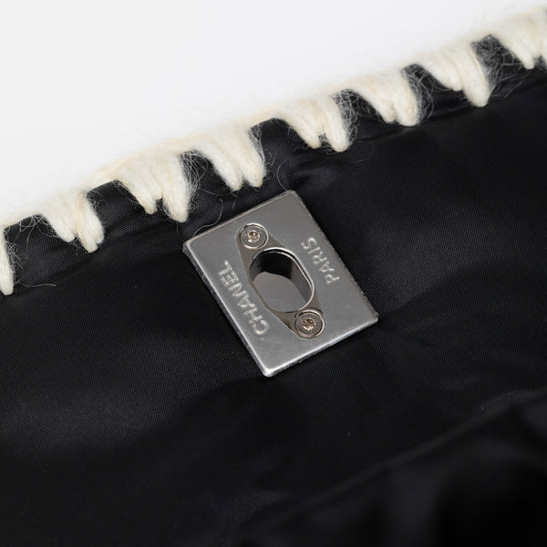 Chanel | Coco Niege Ecru Wool Black Nylon Quilted Backpack