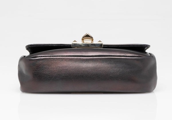 Black Iridescent Leather Mini Rockstud Crossbody