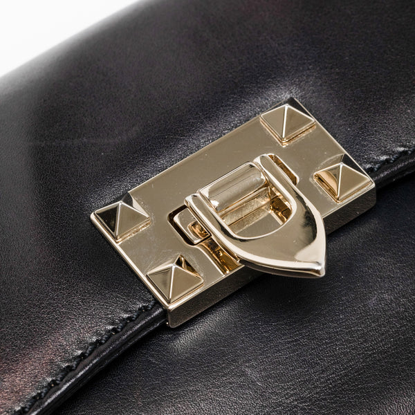 Black Iridescent Leather Mini Rockstud Crossbody
