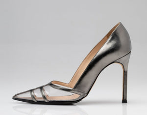 Gunmetal & PVC Stiletto Pumps Sz8/38