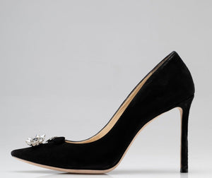 Jasmine Black Suede Stiletto Heel Evening Pump 100 | Size 8.5/38.5