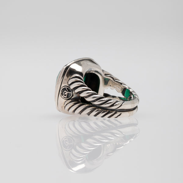 David Yurman |  Albion Faceted Green Onyx Stone Sterling Silver Ring | Size 6