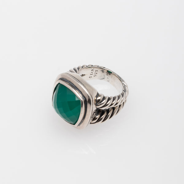 David Yurman |  Albion Faceted Green Onyx Stone Sterling Silver Ring | Size 6