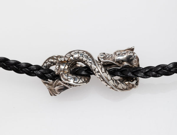 John Hardy |  Black Woven Leather Men's Necklace