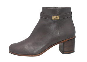 Goldmine Grey Leather Bootie | Size 8.5 / 38.5 EU