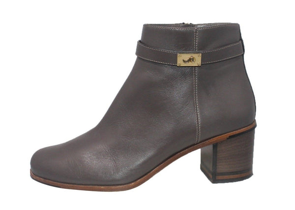 Goldmine Grey Leather Bootie | Size 8.5 / 38.5 EU
