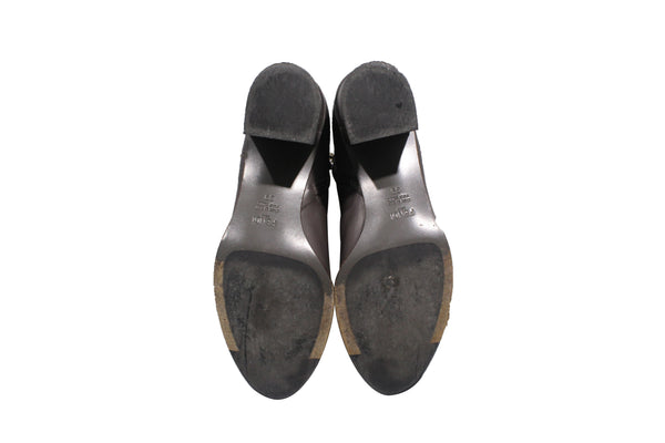 Goldmine Grey Leather Bootie | Size 8.5 / 38.5 EU