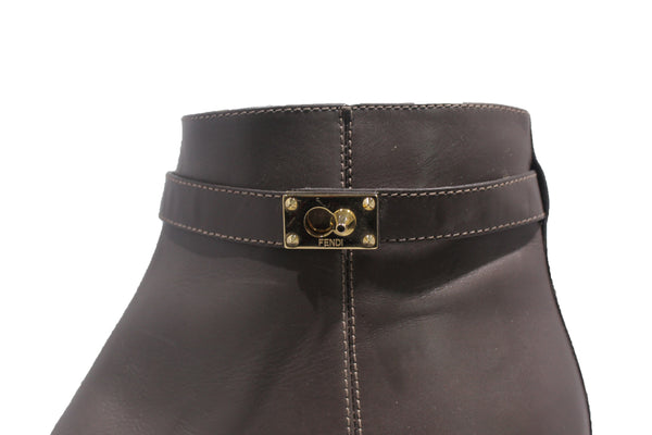 Goldmine Grey Leather Bootie | Size 8.5 / 38.5 EU