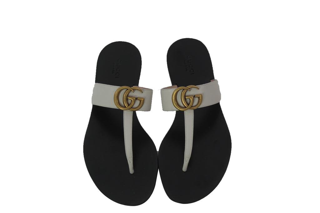 Leather thong sandal with Double G