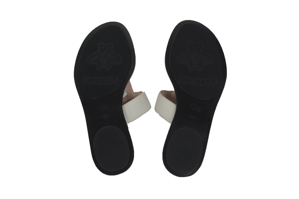 Louis Vuitton Black Leather Lock It Slides Sandals, US 8.5