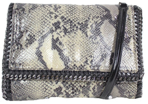 Python Faux Leather Falabella Flap Shoulder Bag