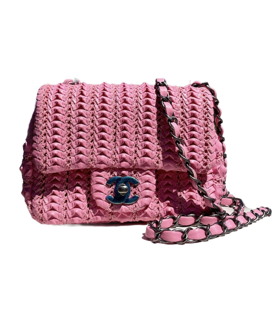 Chanel Limited Edition Beige Crochet Applique Medium Single Flap