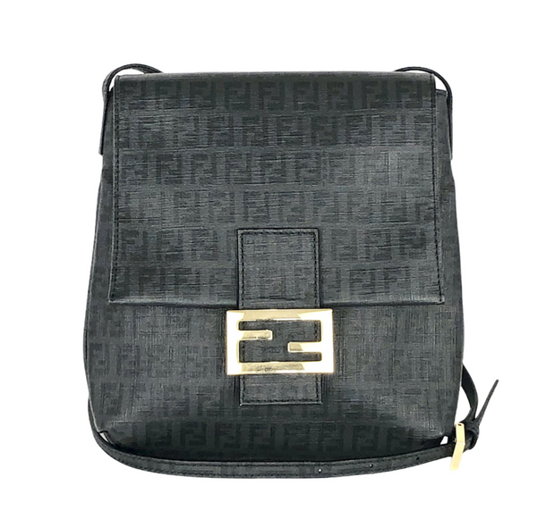 Grey and Black Zucchino Coated Canvas Crossbody Bag