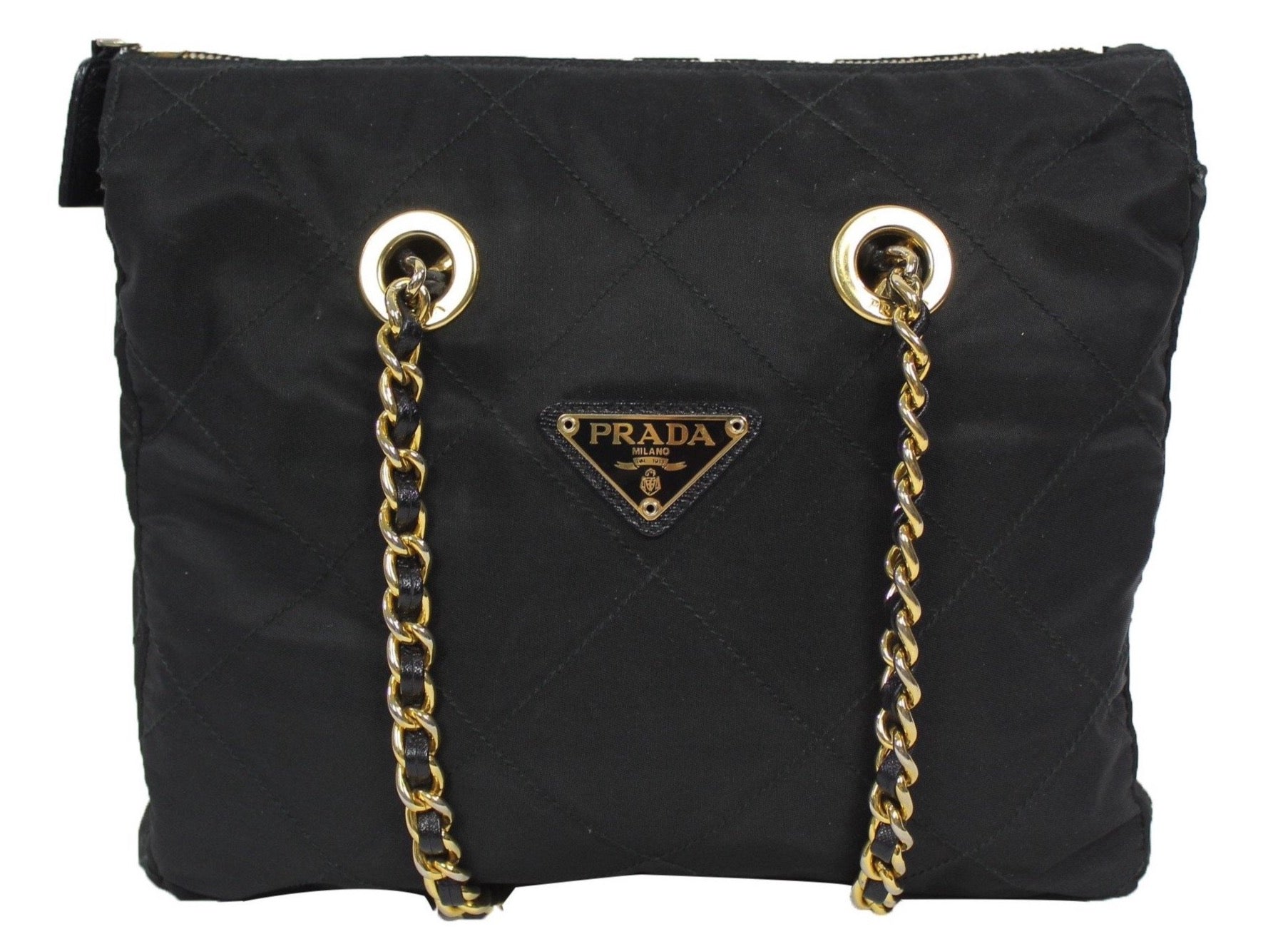 Prada Nylon Shoulder Bag with Chain Handle