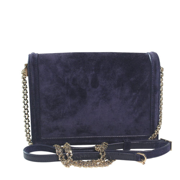 Navy Embellished Suede Convertible Clutch/Crossbody Bag