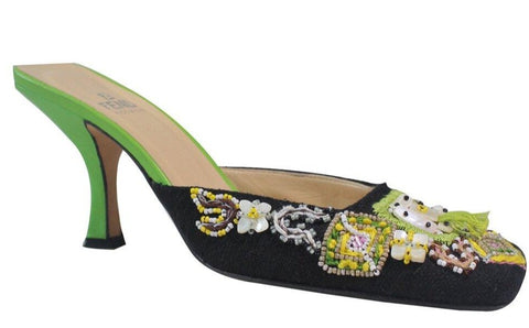 Fendi | Vintage Embellished Mule Verde Heel Sz 7